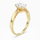 Oval Milgrain Edge Solitaire in 18K Yellow Gold angled