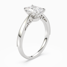 Radiant Milgrain Edge Solitaire in 14K White Gold angled