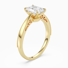 Radiant Milgrain Edge Solitaire in 14K Yellow Gold angled