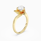 Round Natural-Inspired Crossover Solitaire in 18K Yellow Gold angled