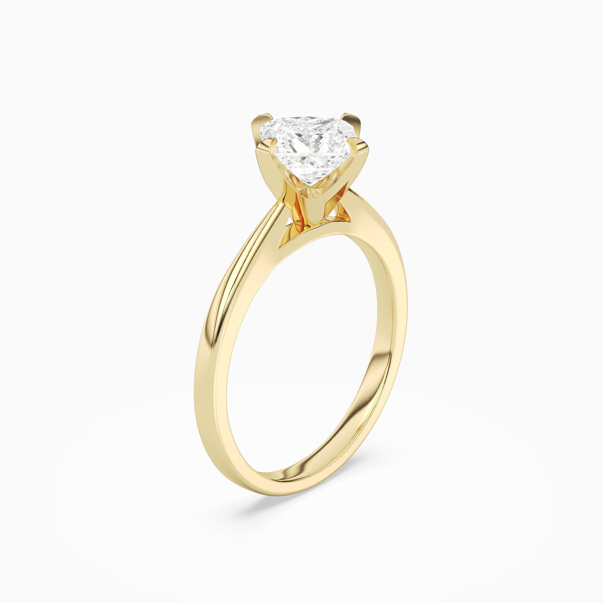 Princess Petal Head Solitaire in 18K Yellow Gold angled