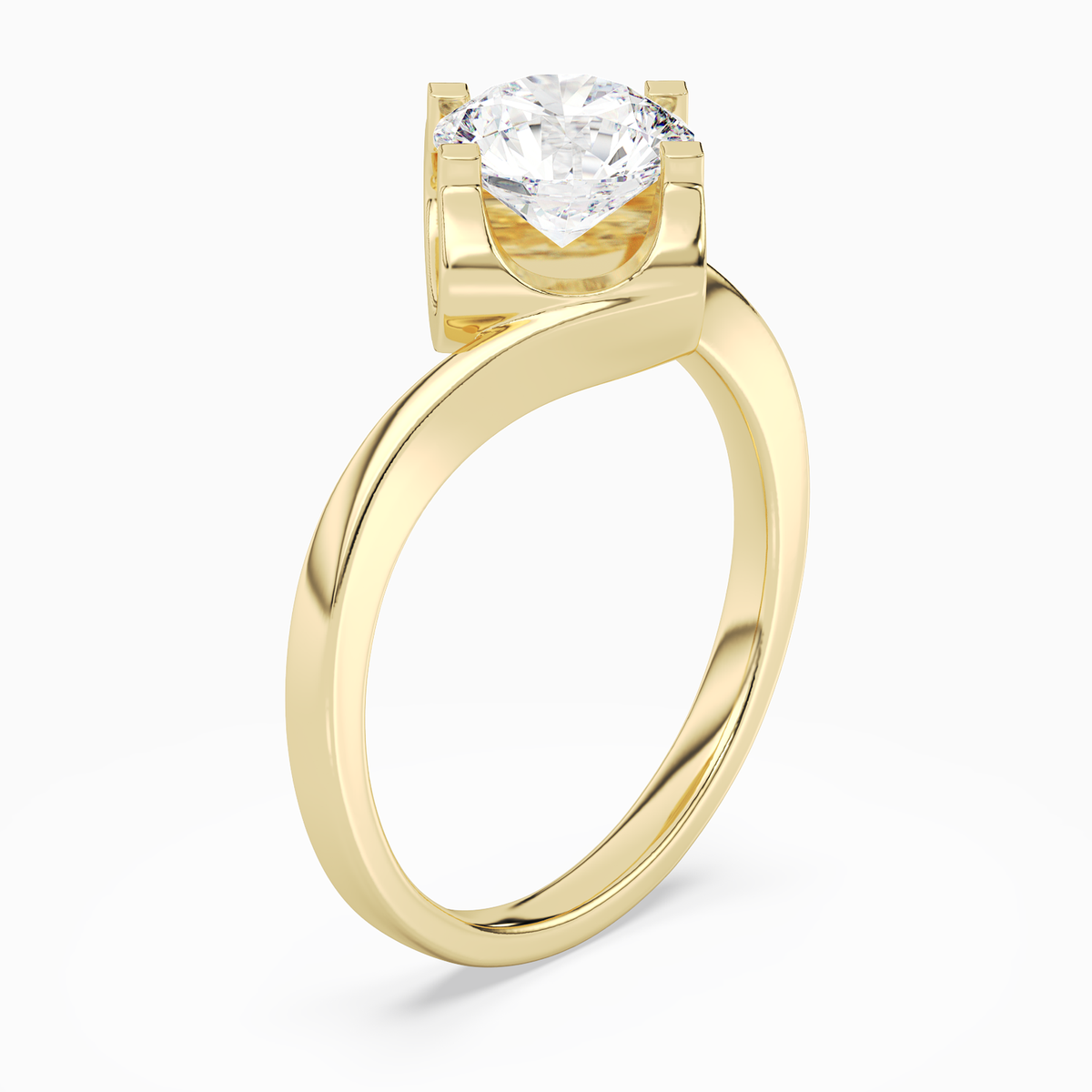 Round Bypass Solitaire in 18K Yellow Gold angled