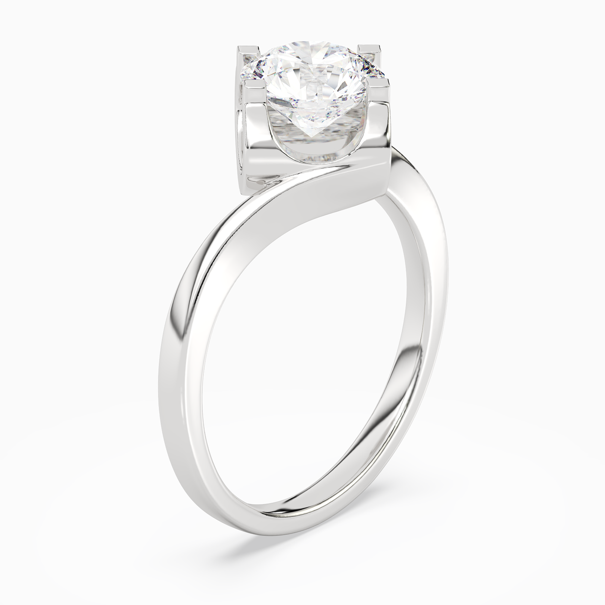 Round Bypass Solitaire in Platinum angled