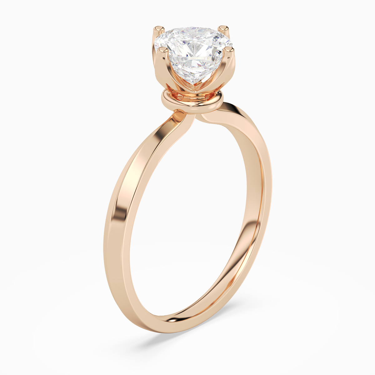 Cushion Solitaire in 14K Rose Gold angled