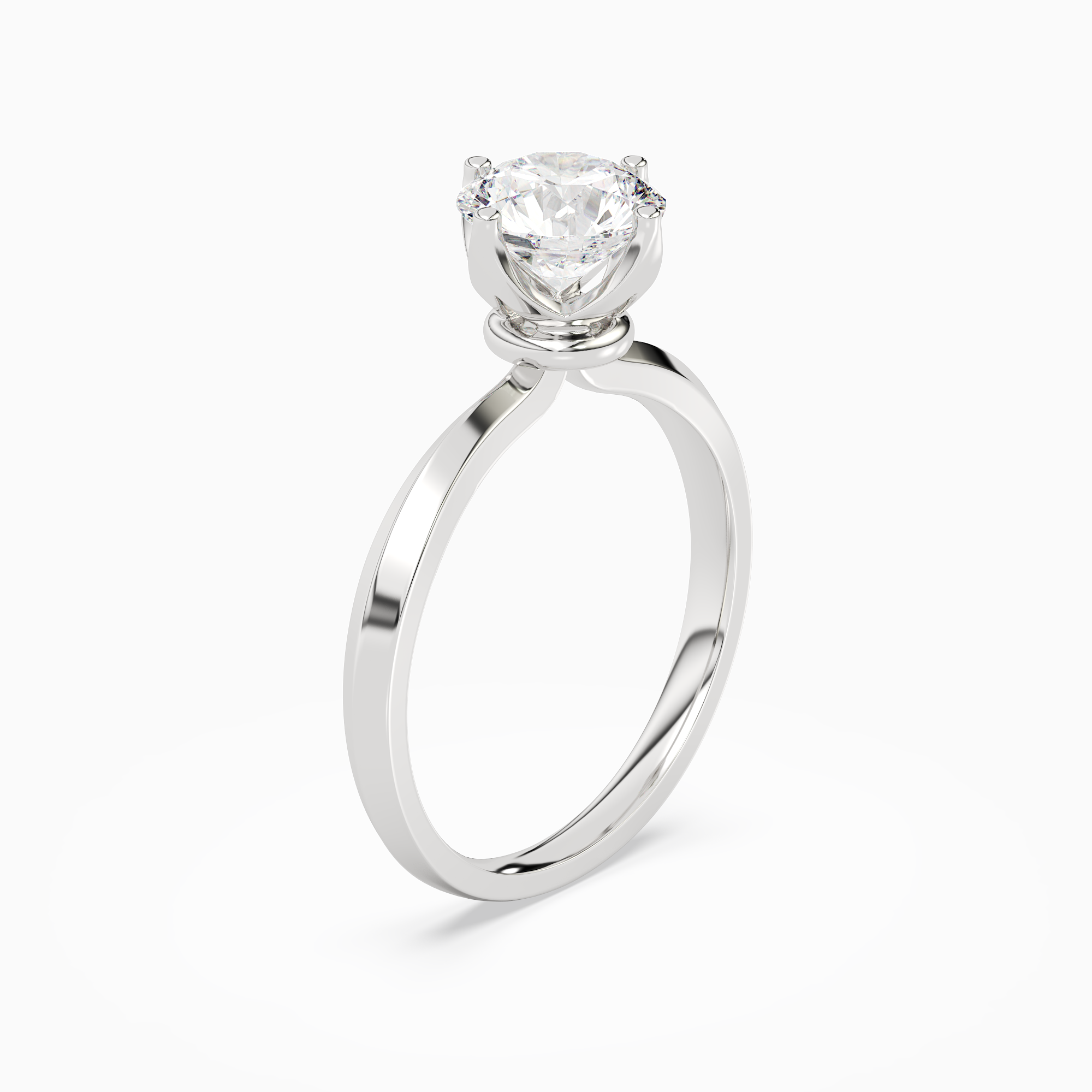 Round Solitaire in 14K White Gold angled
