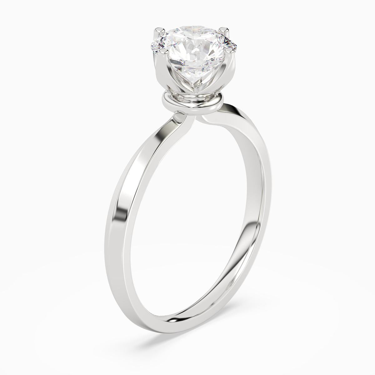 Round Solitaire in 14K White Gold angled