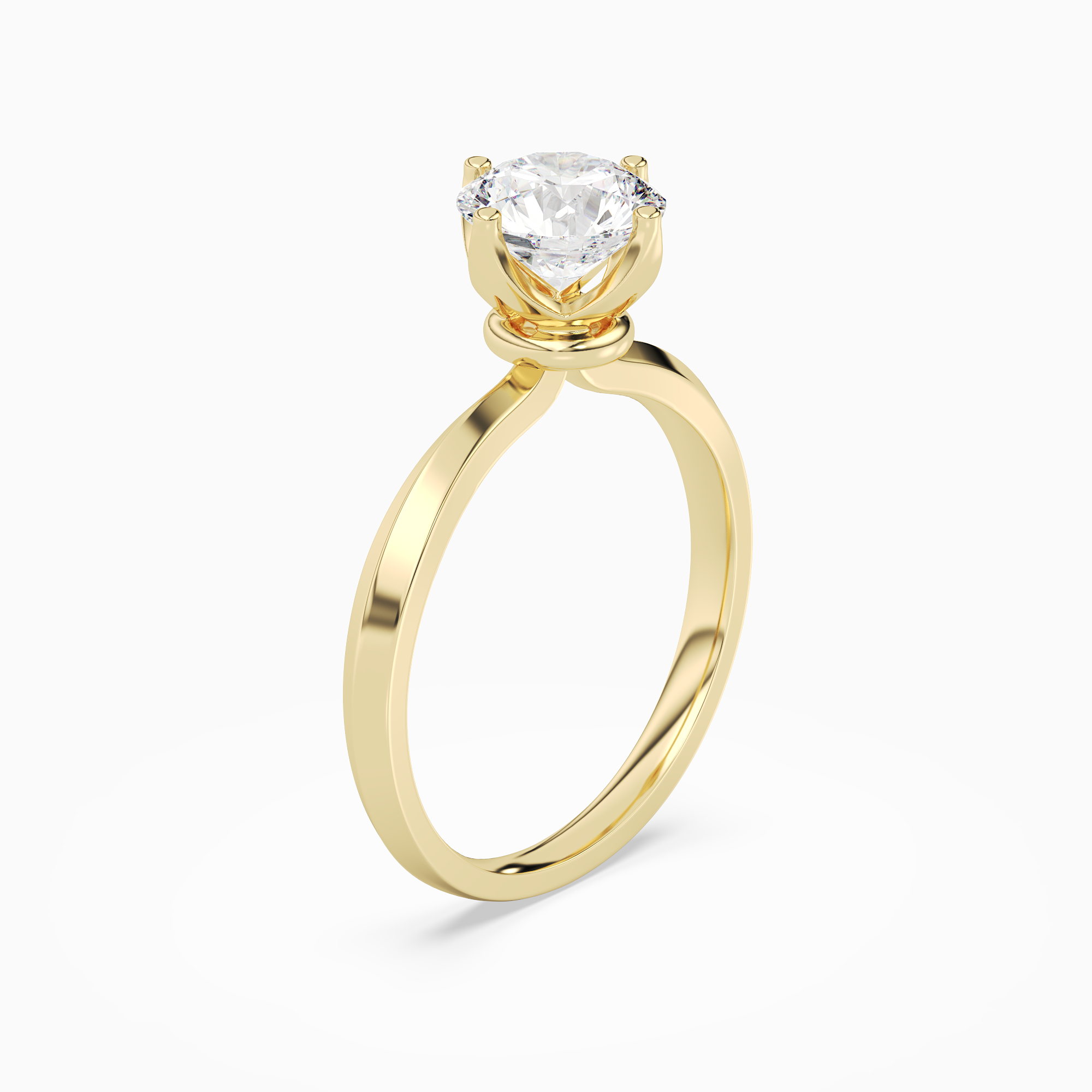 Round Solitaire in 14K Yellow Gold angled