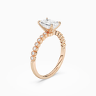 Emerald Accent Shoulder Solitaire in 14K Rose Gold angled