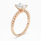 Emerald Accent Shoulder Solitaire in 14K Rose Gold angled