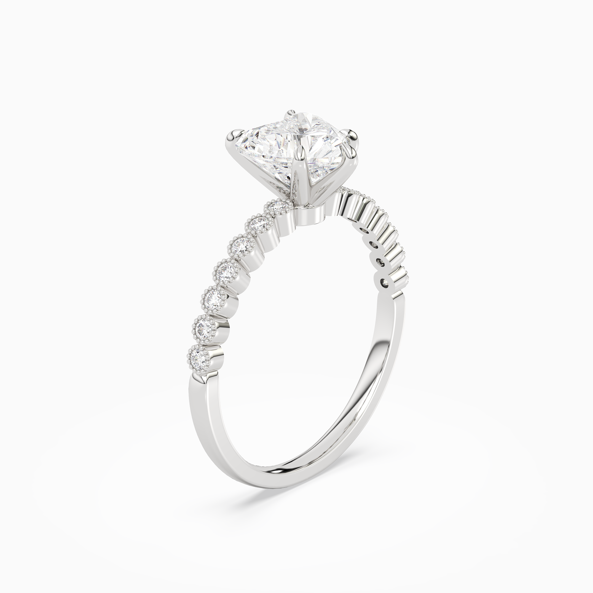 Heart Accent Shoulder Solitaire in Platinum angled