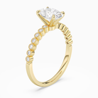 Oval Accent Shoulder Solitaire in 14K Yellow Gold angled