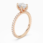 Oval Hidden Halo Accent Six-Prong Pavé in 14K Rose Gold angled