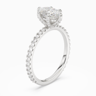 Oval Hidden Halo Accent Six-Prong Pavé in 14K White Gold angled