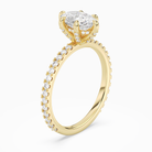 Oval Hidden Halo Accent Six-Prong Pavé in 18K Yellow Gold angled