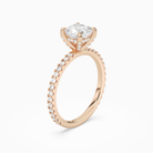 Cushion Hidden Halo Accent Luxe Pavé in 14K Rose Gold angled
