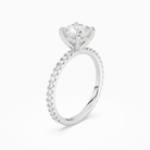Cushion Hidden Halo Accent Luxe Pavé in 18K White Gold angled