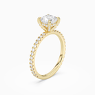 Cushion Hidden Halo Accent Luxe Pavé in 18K Yellow Gold angled