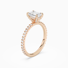 Emerald Hidden Halo Accent Luxe Pavé in 14K Rose Gold angled