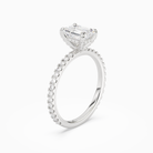 Emerald Hidden Halo Accent Luxe Pavé in 14K White Gold angled