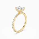 Emerald Hidden Halo Accent Luxe Pavé in 18K Yellow Gold angled