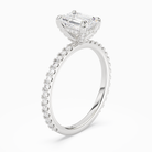 Emerald Hidden Halo Accent Luxe Pavé in Platinum angled