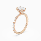 Oval Hidden Halo Accent Luxe Pavé in 14K Rose Gold angled