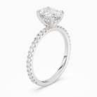 Oval Hidden Halo Accent Luxe Pavé in 18K White Gold angled