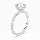 Round Hidden Halo Accent Luxe Pavé in 18K White Gold angled
