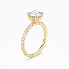 Round Hidden Halo Accent Luxe Pavé in 18K Yellow Gold angled