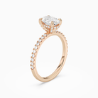Oval Hidden Halo Accent Pavé in 14K Rose Gold angled