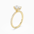 Oval Hidden Halo Accent Pavé in 18K Yellow Gold angled