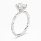 Oval Hidden Halo Accent Pavé in Platinum angled