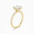 Princess Hidden Halo Accent Pavé in 14K Yellow Gold angled