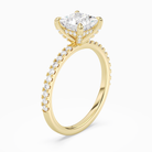 Princess Hidden Halo Accent Pavé in 14K Yellow Gold angled