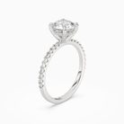 Round Hidden Halo Accent Pavé in 14K White Gold angled