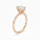 Pear Hidden Halo Accent Petite Pavé in 14K Rose Gold angled