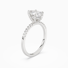 Pear Hidden Halo Accent Petite Pavé in 14K White Gold angled