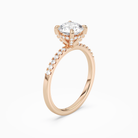 Round Hidden Halo Accent Petite Pavé in 14K Rose Gold angled
