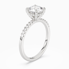 Round Hidden Halo Accent Petite Pavé in 14K White Gold angled