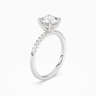 Round Hidden Halo Accent Petite Pavé in Platinum angled
