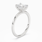 Emerald Hidden Halo Accent Plain in 14K White Gold angled