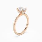 Oval Hidden Halo Accent Plain in 14K Rose Gold angled
