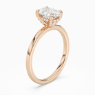 Oval Hidden Halo Accent Plain in 14K Rose Gold angled