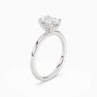 Oval Hidden Halo Accent Plain in 14K White Gold angled