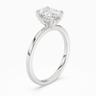 Oval Hidden Halo Accent Plain in Platinum angled