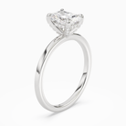 Radiant Hidden Halo Accent Plain in 14K White Gold angled
