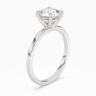 Round Hidden Halo Accent Plain in 18K White Gold angled