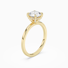 Round Hidden Halo Accent Plain in 18K Yellow Gold angled