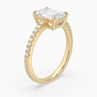 Emerald Classic Basket Pavé Solitaire in 18K Yellow Gold angled