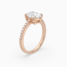 Oval Classic Basket Pavé Solitaire in 14K Rose Gold angled